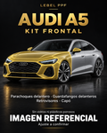 Audi A5 — Kit frontal PPF LEBEL. Imagen referencial; ajuste a confirmar. Sin vidrios ni plásticos porosos.