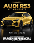 Audi RS3 — Kit completo PPF LEBEL. Imagen referencial; ajuste a confirmar. Sin vidrios ni plásticos porosos.