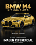 BMW M4 — Kit completo PPF LEBEL. Imagen referencial; ajuste a confirmar. Sin vidrios ni plásticos porosos.