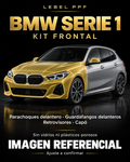 BMW Serie 1 — Kit frontal PPF LEBEL. Imagen referencial; ajuste a confirmar. Sin vidrios ni plásticos porosos.