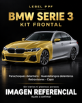 BMW Serie 3 — Kit frontal PPF LEBEL. Imagen referencial; ajuste a confirmar. Sin vidrios ni plásticos porosos.
