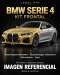 BMW Serie 4 — Kit frontal PPF LEBEL. Imagen referencial; ajuste a confirmar. Sin vidrios ni plásticos porosos.