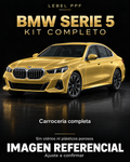 BMW Serie 5 — Kit completo PPF LEBEL. Imagen referencial; ajuste a confirmar. Sin vidrios ni plásticos porosos.