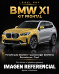BMW X1 — Kit frontal PPF LEBEL. Imagen referencial; ajuste a confirmar. Sin vidrios ni plásticos porosos.