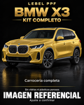 BMW X3 — Kit completo PPF LEBEL. Imagen referencial; ajuste a confirmar. Sin vidrios ni plásticos porosos.