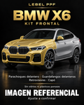 BMW X6 — Kit frontal PPF LEBEL. Imagen referencial; ajuste a confirmar. Sin vidrios ni plásticos porosos.