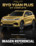 BYD Yuan Plus — Kit completo PPF LEBEL. Imagen referencial; ajuste a confirmar. Sin vidrios ni plásticos porosos.