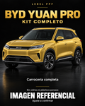 BYD Yuan Pro — Kit completo PPF LEBEL. Imagen referencial; ajuste a confirmar. Sin vidrios ni plásticos porosos.
