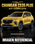 Changan CS35 Plus — Kit completo PPF LEBEL. Imagen referencial; ajuste a confirmar. Sin vidrios ni plásticos porosos.