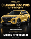 Changan CS55 Plus — Kit completo PPF LEBEL. Imagen referencial; ajuste a confirmar. Sin vidrios ni plásticos porosos.