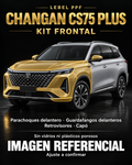 Changan CS75 Plus — Kit frontal PPF LEBEL. Imagen referencial; ajuste a confirmar. Sin vidrios ni plásticos porosos.