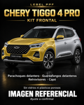 Chery Tiggo 4 Pro — Kit frontal PPF LEBEL. Imagen referencial; ajuste a confirmar. Sin vidrios ni plásticos porosos.