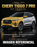 Chery Tiggo 7 Pro — Kit frontal PPF LEBEL. Imagen referencial; ajuste a confirmar. Sin vidrios ni plásticos porosos.