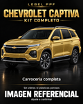 Chevrolet Captiva — Kit completo PPF LEBEL. Imagen referencial; ajuste a confirmar. Sin vidrios ni plásticos porosos.