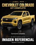 Chevrolet Colorado — Kit completo PPF LEBEL. Imagen referencial; ajuste a confirmar. Sin vidrios ni plásticos porosos.