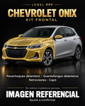 Chevrolet Onix — Kit frontal PPF LEBEL. Imagen referencial; ajuste a confirmar. Sin vidrios ni plásticos porosos.