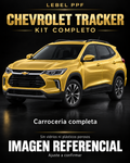 Chevrolet Tracker — Kit completo PPF LEBEL. Imagen referencial; ajuste a confirmar. Sin vidrios ni plásticos porosos.