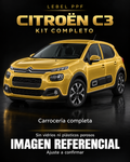 Citroën C3 — Kit completo PPF LEBEL. Imagen referencial; ajuste a confirmar. Sin vidrios ni plásticos porosos.