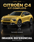 Citroën C4 — Kit completo PPF LEBEL. Imagen referencial; ajuste a confirmar. Sin vidrios ni plásticos porosos.
