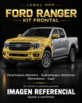 Ford Ranger — Kit frontal PPF LEBEL. Imagen referencial; ajuste a confirmar. Sin vidrios ni plásticos porosos.