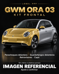 GWM Ora 03 — Kit frontal PPF LEBEL. Imagen referencial; ajuste a confirmar. Sin vidrios ni plásticos porosos.