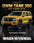 GWM Tank 300 — Kit completo PPF LEBEL. Imagen referencial; ajuste a confirmar. Sin vidrios ni plásticos porosos.