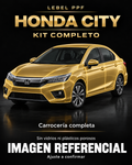 Honda City — Kit completo PPF LEBEL. Imagen referencial; ajuste a confirmar. Sin vidrios ni plásticos porosos.