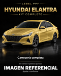 Hyundai Elantra — Kit completo PPF LEBEL. Imagen referencial; ajuste a confirmar. Sin vidrios ni plásticos porosos.