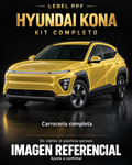 Hyundai Kona — Kit completo PPF LEBEL. Imagen referencial; ajuste a confirmar. Sin vidrios ni plásticos porosos.