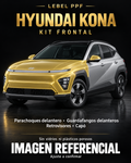 Hyundai Kona — Kit frontal PPF LEBEL. Imagen referencial; ajuste a confirmar. Sin vidrios ni plásticos porosos.