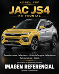JAC JS4 — Kit frontal PPF LEBEL. Imagen referencial; ajuste a confirmar. Sin vidrios ni plásticos porosos.
