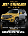 Jeep Renegade — Kit frontal PPF LEBEL. Imagen referencial; ajuste a confirmar. Sin vidrios ni plásticos porosos.
