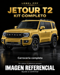 Jetour T2 — Kit completo PPF LEBEL. Imagen referencial; ajuste a confirmar. Sin vidrios ni plásticos porosos.