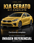 Kia Cerato — Kit completo PPF LEBEL. Imagen referencial; ajuste a confirmar. Sin vidrios ni plásticos porosos.