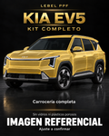 Kia EV5 — Kit completo PPF LEBEL. Imagen referencial; ajuste a confirmar. Sin vidrios ni plásticos porosos.