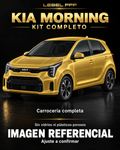 Kia Morning — Kit completo PPF LEBEL. Imagen referencial; ajuste a confirmar. Sin vidrios ni plásticos porosos.