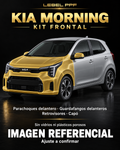 Kia Morning — Kit frontal PPF LEBEL. Imagen referencial; ajuste a confirmar. Sin vidrios ni plásticos porosos.