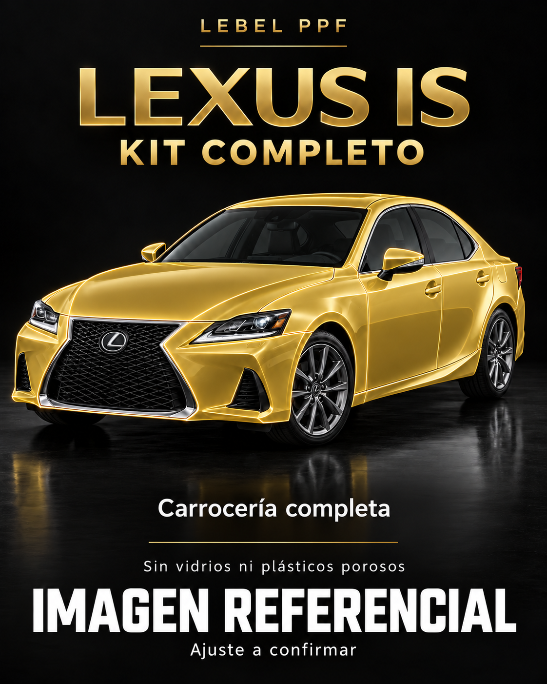 Kit Completo PPF Exterior Lexus IS. Imagen referencial; ajuste a confirmar.