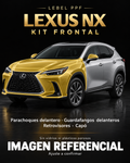 Lexus NX — Kit frontal PPF LEBEL. Imagen referencial; ajuste a confirmar. Sin vidrios ni plásticos porosos.