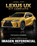 Lexus UX — Kit completo PPF LEBEL. Imagen referencial; ajuste a confirmar. Sin vidrios ni plásticos porosos.