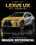 Lexus UX — Kit frontal PPF LEBEL. Imagen referencial; ajuste a confirmar. Sin vidrios ni plásticos porosos.
