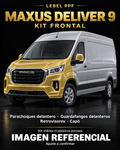 Maxus Deliver 9 — Kit frontal PPF LEBEL. Imagen referencial; ajuste a confirmar. Sin vidrios ni plásticos porosos.