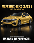 Mercedes-Benz Clase E — Kit completo PPF LEBEL. Imagen referencial; ajuste a confirmar. Sin vidrios ni plásticos porosos.