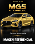 MG MG5 — Kit completo PPF LEBEL. Imagen referencial; ajuste a confirmar. Sin vidrios ni plásticos porosos.