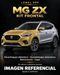 MG ZX — Kit frontal PPF LEBEL. Imagen referencial; ajuste a confirmar. Sin vidrios ni plásticos porosos.