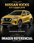 Nissan Kicks — Kit completo PPF LEBEL. Imagen referencial; ajuste a confirmar. Sin vidrios ni plásticos porosos.