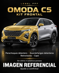 OMODA C5 — Kit frontal PPF LEBEL. Imagen referencial; ajuste a confirmar. Sin vidrios ni plásticos porosos.
