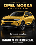 Opel Mokka — Kit completo PPF LEBEL. Imagen referencial; ajuste a confirmar. Sin vidrios ni plásticos porosos.