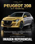 Peugeot 208 — Kit frontal PPF LEBEL. Imagen referencial; ajuste a confirmar. Sin vidrios ni plásticos porosos.