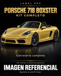 Porsche 718 Boxster — Kit completo PPF LEBEL. Imagen referencial; ajuste a confirmar. Sin vidrios ni plásticos porosos.